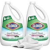 2 Clean-Up Cleaners with Bleach, 64oz | All Purpose Bleach Cleaner Refill Bottles + Daley Mint Towel | Bulk Bleach Cleaners for Kitchen, Bathroom, & Counters (128oz Total)