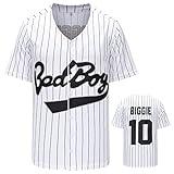 Aolapo 90s Outfit for Men, Unisex Badboy #10 Hip Hop Party Loose Baseball Jersey Shirt Clothing Women (XXL, White Strip)