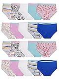 Fruit of the Loom Girls' Tag Free Cotton Brief Underwear Multipacks, Brief-20 Pack-White/Stripes/Animal Print