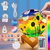 Minleway 16 Colors Rechargeable Paint Your Own Moon Lamp Kit, DIY Night Light Arts & Crafts Kit Gift for Kids, Women,Teen Girls Boy Birthday Ages 5 6 7 8 9 10 11 12 Christmas Gifts Home Décor