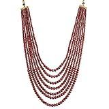 Aheli 7 Layered Traditional Maroon Beaded Moti Mala Maharaja Haar Dulha Groom Necklace Gift for Men