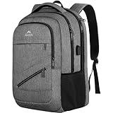 MATEIN Travel Laptop Backpack, 17 Inch Business Flight Approved Carry on Backpack, TSA Large Computer Bag for Men Women with USB Port and Trolley Sleeve, College School Tactical Book Bag, Grey
