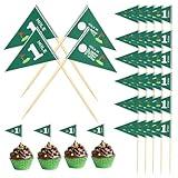 50pcs Golf Toothpick Flags, Mini Themed Cocktail Picks, Cupcake Toppers, Food Stick Flags for Baby 1st Birthday Party Celebration Bar Decorations (Style A)