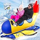 Snow Tube, 64 Inch Super Large Inflatable Spaceship Snow Sled for Kids & Adults, Cold-Resistant and Thickened Heavy Duty Snow Sled with Sturdy Handles,Great Winter Outdoor Fun Toys for Kids and Family