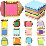 Pasimy 12 Set Back to School Sticky Note Holder with Sticky Note Pads Welcome Back School Appreciation Gift Wooden Book Pencil Shaped Sticky Note Dispensers for First Day of School Teacher Supplies