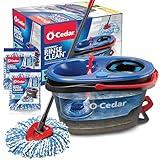 O-Cedar RinseClean Spin Mop & Bucket System + 2 Extra Mop Heads| Clean with Clean Water | Removes 99% of Bacteria