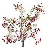 RSTYS Artificial Pip Berry Stems,3Pack 27.5Inches Red Berry Stems Berry Spray Picks Handmade Berry Picks for Table Home Wedding Christmas Holiday Decor, 210715XU01-2-3-10458-1150250041