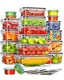 40 Piece Food Storage Containers with Lids(20 Containers & 20 Lids), Plastic Food Containers with Lids for Kitchen Storage and Organization Includes Labels & Pen