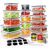 KEMETHY 40 Pcs Food Storage Containers with Lids Airtight (20 Containers & 20 Lids), Plastic Meal Prep Container for Pantry & Kitchen Organization, BPA-Free, Leak-Proof with Labels & Marker Pen