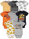 Onesies Brand Baby Boys' 8-Pack Short Sleeve Mix & Match Bodysuits, Grey Hungry, 6-9 Months