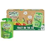 GoGo squeeZ Organic Applesauce and Fruit Puree, Variety Pack, Apple, Strawberry & Banana, 3.2 oz (Pack of 12), Unsweetened Organic Fruit Snacks for Kids, No Gluten, Nut & Dairy, BPA Free Pouches