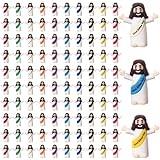 ARCHCRTC 100 Pcs Mini God Bless You Jesus Figures Tiny Jesus Figurine Little Religious Christ Savior Doll to Hide and Seek for Sunday Easter Egg Stuffers Gift (100, Multicolor)