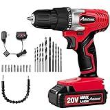 AVID POWER 20V MAX Lithium lon Cordless Drill Set, Power Drill Kit with Battery and Charger, 3/8-Inch Keyless Chuck, Variable Speed, 16 Position and 22pcs Drill Bits (Red)