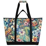 FLildon Insulated Cooler Bag 30L, Spring Artistic Flowers Large Reusable Grocery Bags for Hot/Cold Food Delivery Bag Thermal Tote for Travel Beach Picnic