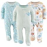 The Peanutshell Footed Pajamas Sleepers for Baby Boys or Girls, Sleep and Play Footies, Unisex 3 Pack (Newborn) Green