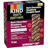 KIND Seeds Fruit & Nuts Snack Bar, Dark Chocolate Raspberry Pumpkin Seed | 5g Protein, High Fiber, Gluten Free Bars, 1.4 OZ, 12 Count