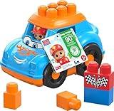 Mega BLOKS First Builders Toddler Building Blocks Toy Set, Ricky Race Car with 6 Pieces and Storage, 1 Figure, Blue, Ages 1+ Years