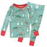 HonestBaby 2-Piece Pajamas Sleepwear PJs 100% Organic Cotton for Infant Baby and Toddler Boys & Girls, Unisex, Holiday Dino, 5T