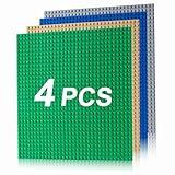 Husfunov 4 Pack Classic Baseplates, Building Plates for Building Bricks, Compatible with All Major Brands and Activity Table-Baseplate 10" x 10", Age 3 and up, Multicolored