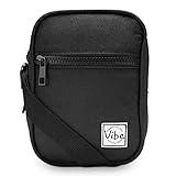 Vibe Festival Gear Small Crossbody Sling Bag for Women Men 5in1 Multi-Use from (rPET) Recycled Polyester Belt Bag Cross Body Backpack Fanny Pack Purse - Black