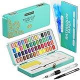 ARTISTRO Watercolor Paint Set, 48 Vivid Colors in Portable Box, Palette set, Including Metallic and Fluorescent Colors. Perfect Travel Watercolor Set for Artists, Amateur Hobbyists and Painting