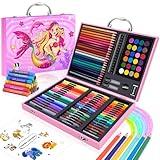 homicozy Art Supplies Kit for Kids Ages 4-12,Mermaid Art Case Coloring Set,Drawing Kits with Markers, Crayons, Colored Pencils,Oil Pastels,Coloring Book,School Supplies,Gift for Kids Artist Age 4+