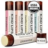 USDA Organic Lip Balm Variety 5 Pack – 100% Natural, Moisturizing Lip Care with Beeswax & Coconut Oil – Hydrating Lip Balm for Dry, Chapped Lips, Chapstick Best Lip Repair for Women, Men, Kids