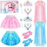 Princess Dress Up Clothes for Little Girls Toddlers, Princess Costume Set with Princess Cape, Tutu, Crown, Shoes, Play Jewelry, Kids Pretend Play & Dress Up Princess Toys & Gifts for Girls Toddlers