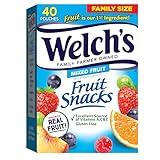 Welch’s Fruit Snacks, Mixed Fruit, Perfect Stocking Stuffer, Bulk Pack, Gluten Free, Individual Single Serve Bags, 0.8 oz (Pack of 40)