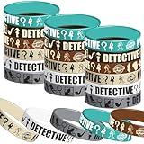 CupaPlay 24Ct Detective Party Rubber Bracelets Party favors - Top Secret Spy Murder Mystery Theme Party Supplies Decorations Birthday Silicone Wristbands Gifts