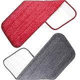 VENETIO Premium Spray Mop Refills - 16.3 Inches Washable & Reusable Microfiber Cleaning Pads, Dry Wet Dual-use Replacement Mop Heads Fit Rubbermaid Reveal, ASOGO Floor Mop - Red/Grey, Pack of 2