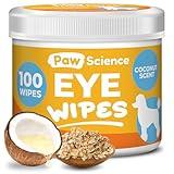 Paw Science Dog Eye Wipes - Hypoallergenic Face & Eye Wipes for Dogs and Puppy - Pet Tear Stain Remover and Cleaner - Gently Cleans and Removes Discharge, Crust, and Gunk