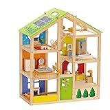 All Seasons Kids Wooden Dollhouse by Hape | Award Winning 3 Story Dolls House Toy with Furniture, Accessories, Movable Stairs and Reversible Season Theme L: 23.6, W: 11.8, H: 28.9 inch