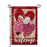 CROWNED BEAUTY Valentines Day Garden Flag 12×18 Inch Double Sided for Outside Heart Small Holiday Welcome Yard Decoration