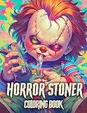 Horror Stoner Coloring Book: 50 Coloring Pages Spooky and Cute Chibi Horror Characters Weed Infused Trippy For Relaxation and Stress Relief, Perfect for Men & Women