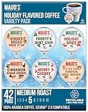 Maud's Holiday Flavored Coffee Pods Variety Pack, 42 ct | 6 Assorted Blends | 100% Arabica Flavored Coffee | Solar Energy Produced Recyclable Single Serve Pods Compatible with Keurig K-Cup Brewers