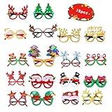 GustyGlee 18pcs Christmas Glasses Frames Glitter Holiday Party Christmas Decoration Accessories Costume Eyeglasses for Christmas Parties Holiday Favors