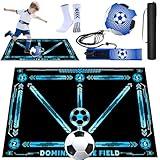 Soccer Training Mat, Soccer Skills Equipment with Bag, Return Net and Socks, Soccer Footwork Mats for All Ages to Improve Speed Strength (New Black-Blue)