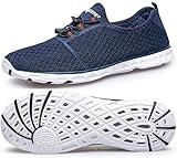 DOUSSPRT Men's Water Shoes Quick Drying Sports Aqua Shoes BlueWhite Size 10.5