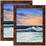 LUCKYLIFE 8x10 Picture Frame Dark Brown for Wall Mounting or Tabletop Display, 2 Pack