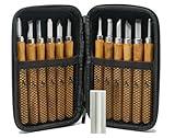 13pc Carbon Steel Wood Carving Knife Tool Kit - with Reusable Pouch and Sharpner