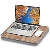 ZEAPTAC Portable Lap Laptop Desk with Pillow Cushion, Fits up to 15.6 inch Laptop, Lap Stand for Bed & Couch & Carpet, Book Tablet/Drawing Board/Computer Laptop Stand - Dark Brown Wood