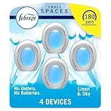 Febreze Small Spaces Air Freshener, Odor-Fighting, Plug In Alternative, Air Fresheners for Home and Bathroom and Kitchen, Closet Air Fresheners, Linen & Sky Scent, 4 Count