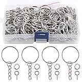 Swpeet 450Pcs 1" 25mm Sliver Key Chain Rings Kit, Including 150Pcs Keychain Rings with Chain and 150Pcs Jump Ring with 150Pcs Screw Eye Pins Bulk for Jewelry Findings Making (Sliver)