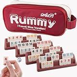 Smilejoy Rummy Cube Game,Travel Size Rummy Game with Canvas Bag,Mini Rummy Game for Adult and Kids,106 Tiles, 4 Playing Rack, 1 Dice (2-4 Players)