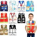 Geyoga 10 Pcs Kids Community Helper Dress Up Vest Career Cosplay Cloth Toddlers Occupation Pretend Play Costume (3-5 Years)