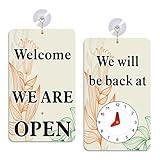 AVCMOTO Open Signs for Business with Suction Cups, “We Will Be Back - Welcome We are Open" Be Back Sign with Clock, Business, Retail Store. Coffee Shops, Bars, Etc.7.75" x 4.75" Plastic