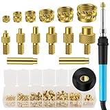 Preciva Heat-Set Insert Tip Set - with Soldering Iron and 130Pcs Thread Inserts, for 3D Printer Parts or Plastic Parts