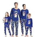 Hupohoi Family Matching Pajama Sets Cute Polar Bear Sleepwear Christmas Clothes Nighty, Christmas Bear Blue, 12Years