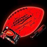 Wave Runner LED Light-Up Football - Glow in The Dark Football Games- Size 10.35 in. with Pump and Batteries Included | Great for Adults, Teens, Football Fans & Players (Orange W/Cracks)